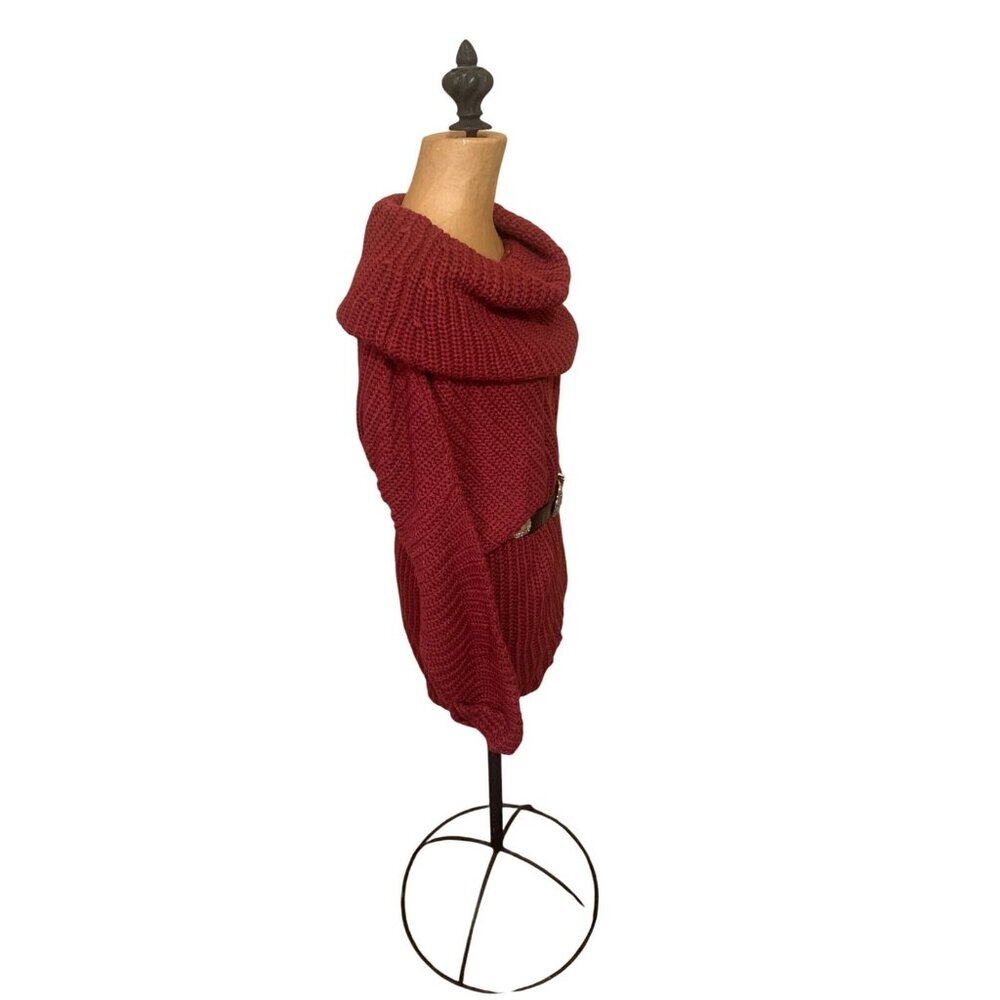 Anthropologie Umgee D. Red Knit Oversized Sweater Cowl Neck Dolan Sleeves Sz S B
